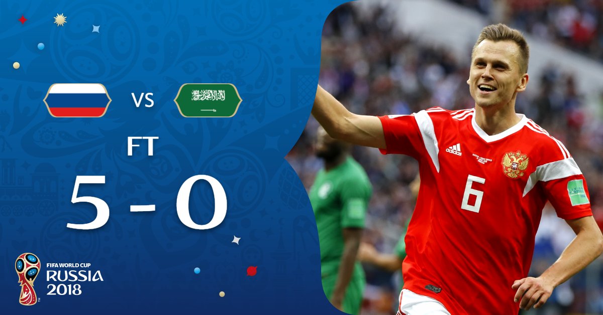 Kết quả trận Nga 5- 0 Saudi Arabia ( 22h00 ngày 14/06)